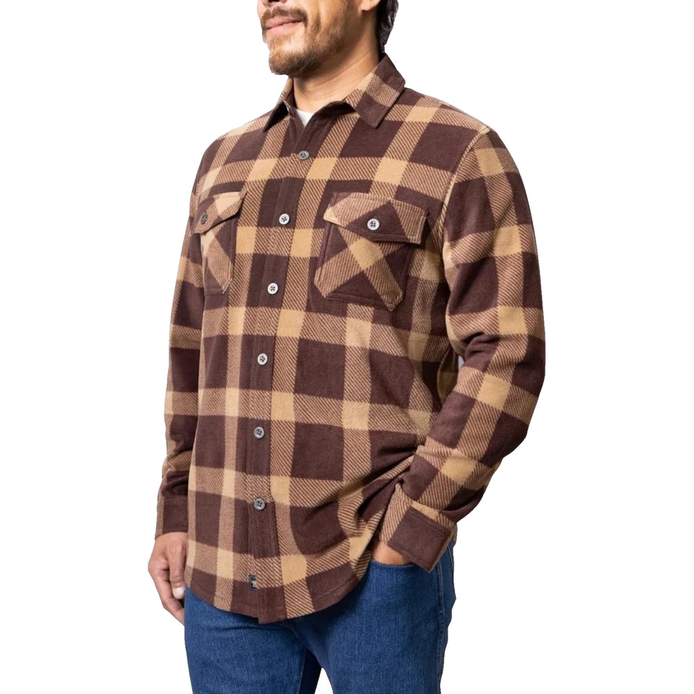 Freedom Foundry Men's Flannel Shirt Plaid Lightweight Brown Size M